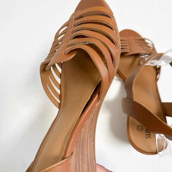 Susina Womens Sandals Wedge Heel Strappy Leather Ankle Strap Brown Size 9 - Picture 4 of 9